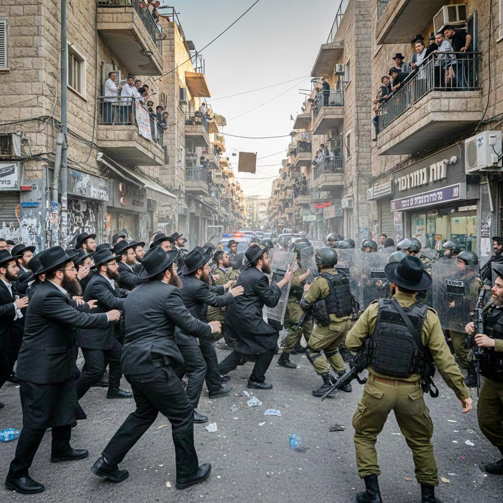 Haredim attacked by soldiers חרדים תוקפים חיילים